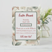 Elegante Pastel Bloemachtige Pasen Brunch Uitnodig Kaart (Staand voorkant)