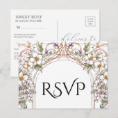 Elegante Pastel  Bloemboog bruiloft RSVP Briefkaart (Voorkant / Achterkant)