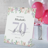 Elegante pastel Bloemen 70e verjaardag feest Welko Reclamebord Met Voetstuk