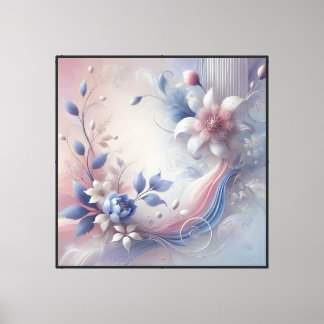 Elegante Pastel Bloemen Abstracte Canvas Muurkunst Afdruk