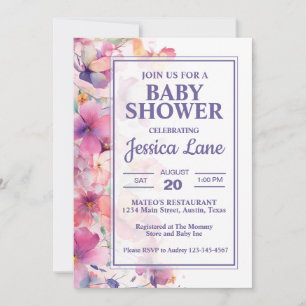 Elegante Pastel Bloemen Baby Shower Kaart