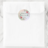 Elegante pastel bloemen Bedankt Trouwfeest Ronde Sticker (Tas)