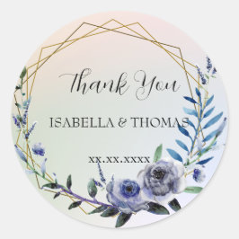 Elegante pastel bloemen Bedankt Trouwfeest Ronde Sticker
