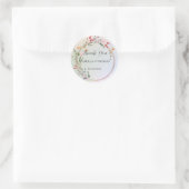 Elegante pastel bloemen Bedankt Trouwfeest Ronde Sticker (Tas)
