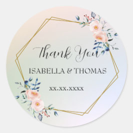 Elegante pastel bloemen Bedankt Trouwfeest Ronde Sticker