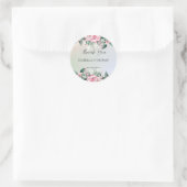 Elegante pastel bloemen Bedankt Trouwfeest Ronde Sticker (Tas)