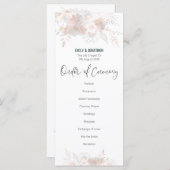 Elegante Pastel Bloemen Blush Grijs Script Bruilof Programmakaart (Voorkant / Achterkant)