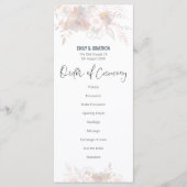Elegante Pastel Bloemen Blush Grijs Script Bruilof Programmakaart (Voorkant)