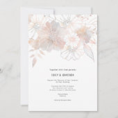 Elegante Pastel Bloemen Blush Peach Grey Bruiloft Kaart (Voorkant)