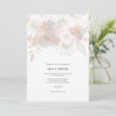 Elegante Pastel Bloemen Blush Peach Grey Bruiloft Kaart (Staand voorkant)