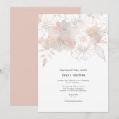 Elegante Pastel Bloemen Blush Peach Grey Bruiloft Kaart (Voorkant / Achterkant)
