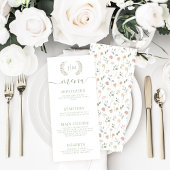 Elegante Pastel Bloemen Botanische bruiloft Menu K