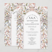 Elegante pastel Bloemen Trouwprogramma Kaart (Voorkant / Achterkant)