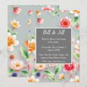 Elegante Pastel Bloemen Zachte Grijze Achtergrond  Kaart (Voorkant / Achterkant)