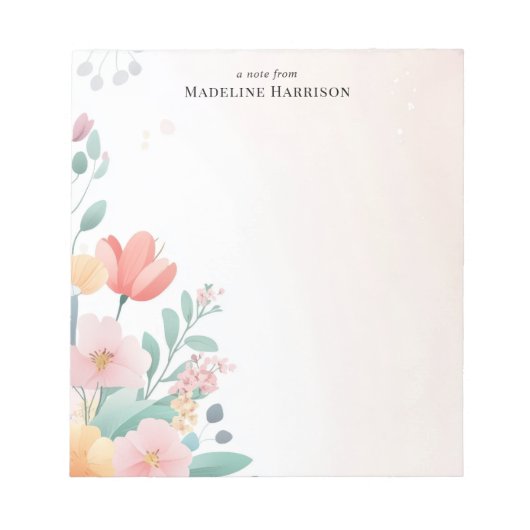 Elegante pastel bloemenboeket gepersonaliseerde na notitieblok (Voorkant)