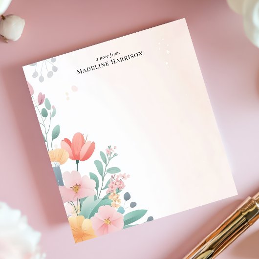 Elegante pastel bloemenboeket gepersonaliseerde na notitieblok