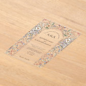 Elegante Pastel Bloemenboog bruiloft Acryl Uitnodigingen (Laagn)