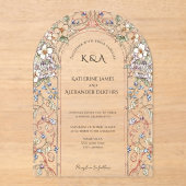 Elegante Pastel  Bloemenboog bruiloft Acryl Uitnodigingen (Voorkant)