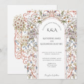 Elegante Pastel  Bloemenboog bruiloft Kaart (Voorkant / Achterkant)