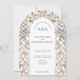 Elegante Pastel  Bloemenboog bruiloft Kaart