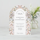 Elegante Pastel  Bloemenboog bruiloft Kaart (Staand voorkant)