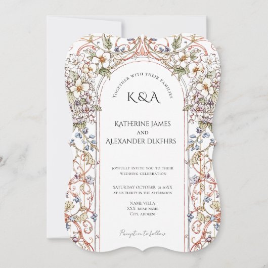 Elegante Pastel  Bloemenboog bruiloft Kaart (Voorkant)