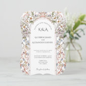 Elegante Pastel  Bloemenboog bruiloft Kaart (Staand voorkant)