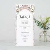 Elegante Pastel Bloemenboog bruiloft Menu (Staand voorkant)