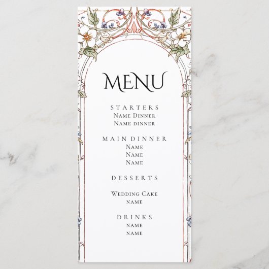 Elegante Pastel Bloemenboog bruiloft Menu (Voorkant)