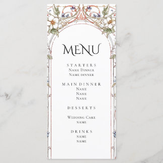 Elegante Pastel  Bloemenboog bruiloft Menu