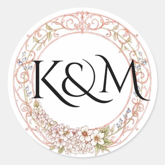 Elegante Pastel  Bloemenboog bruiloft Ronde Sticker (Voorkant)