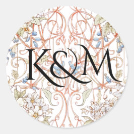Elegante Pastel  Bloemenboog bruiloft Ronde Sticker