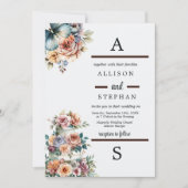 Elegante pastel bloemenbruiloft taart kaart (Voorkant)