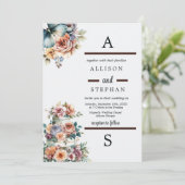 Elegante pastel bloemenbruiloft taart kaart (Staand voorkant)