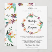 Elegante pastel bloemenkrans islamitische bruiloft kaart (Voorkant / Achterkant)