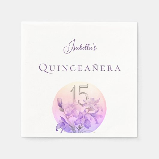 Elegante pastel bloemenquinceanera feest servet (Voorkant)