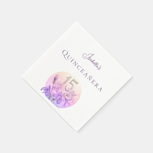 Elegante pastel bloemenquinceanera feest servet (Hoek)