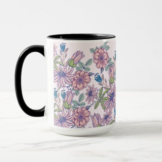 Elegante pastel bloementuin mok (Links)