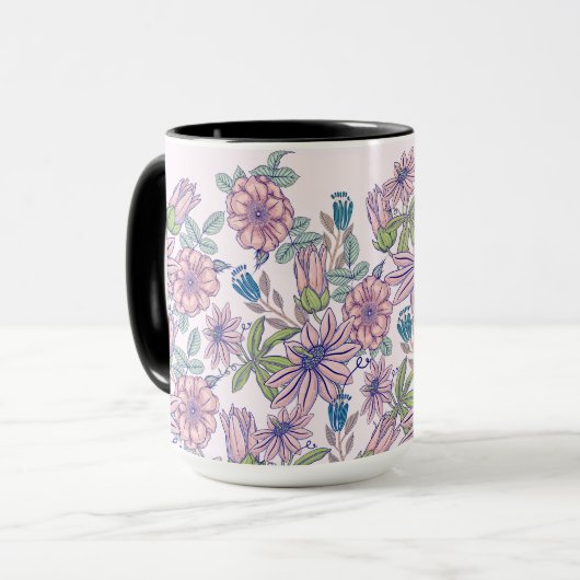 Elegante pastel bloementuin mok (Voorkant links)