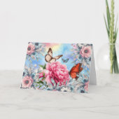 Elegante pastel bloemenvlinder notitie Kaart (Voorkant)