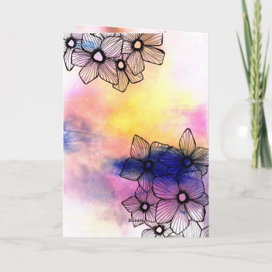 Elegante pastel bloemenWaterverf Moederdag Kaart (Achterkant)