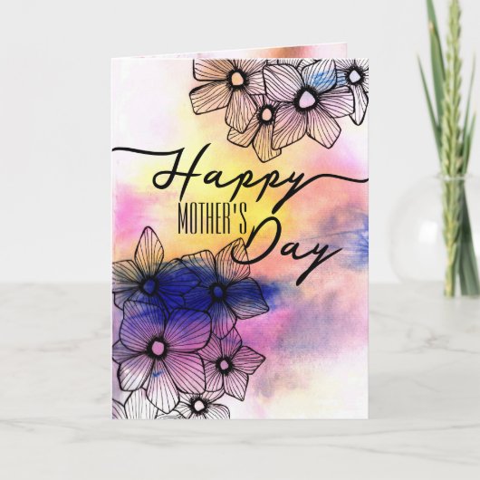 Elegante pastel bloemenWaterverf Moederdag Kaart (Voorkant)