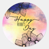 Elegante pastel bloemenWaterverf Moederdag Ronde Sticker (Voorkant)