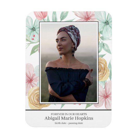 Elegante pastel bloemig in liefdevolle herinnering magneet (Verticaal)