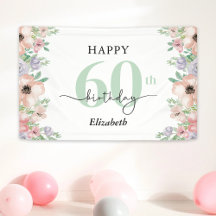 Elegante Pastel Bloemige 60e Verjaardagsfeest 