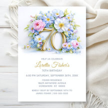 Elegante Pastel Bloemige 70e Verjaardagsfeest