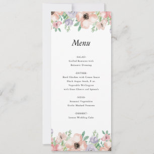 Elegante Pastel Bloemige Evenementen Menukaart Kaart