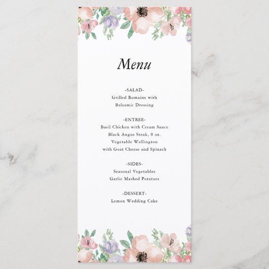 Elegante Pastel Bloemige Evenementenmenu Menu (Voorkant)