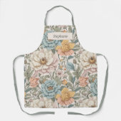 Elegante  pastel bloemige gepersonaliseerde naam schort (Voorkant)