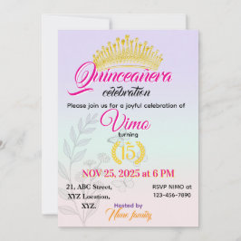Elegante Pastel Bloemige Quinceañera Uitnodiging
